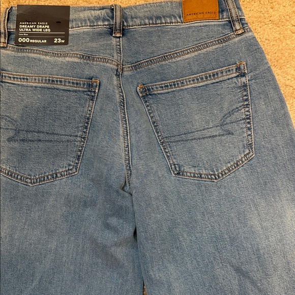 American Eagle Outfitters Two-Tone Blue Flare Jeans - Picture 8 of 9